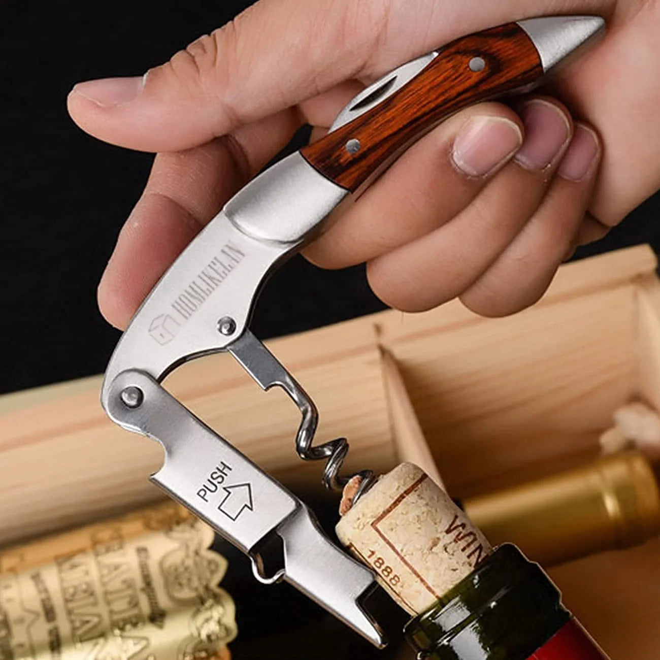 Best Stainless Steel Corkscrew with Foil Cutter, Bottle Opener & Leather Case