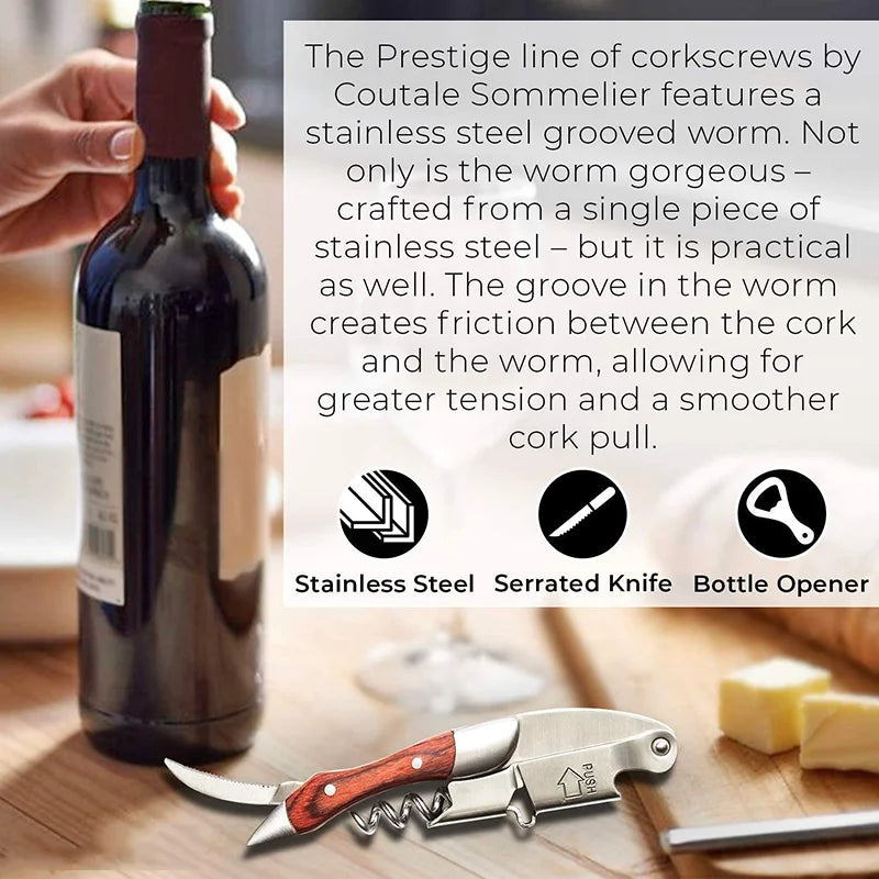 Best Stainless Steel Corkscrew with Foil Cutter, Bottle Opener & Leather Case